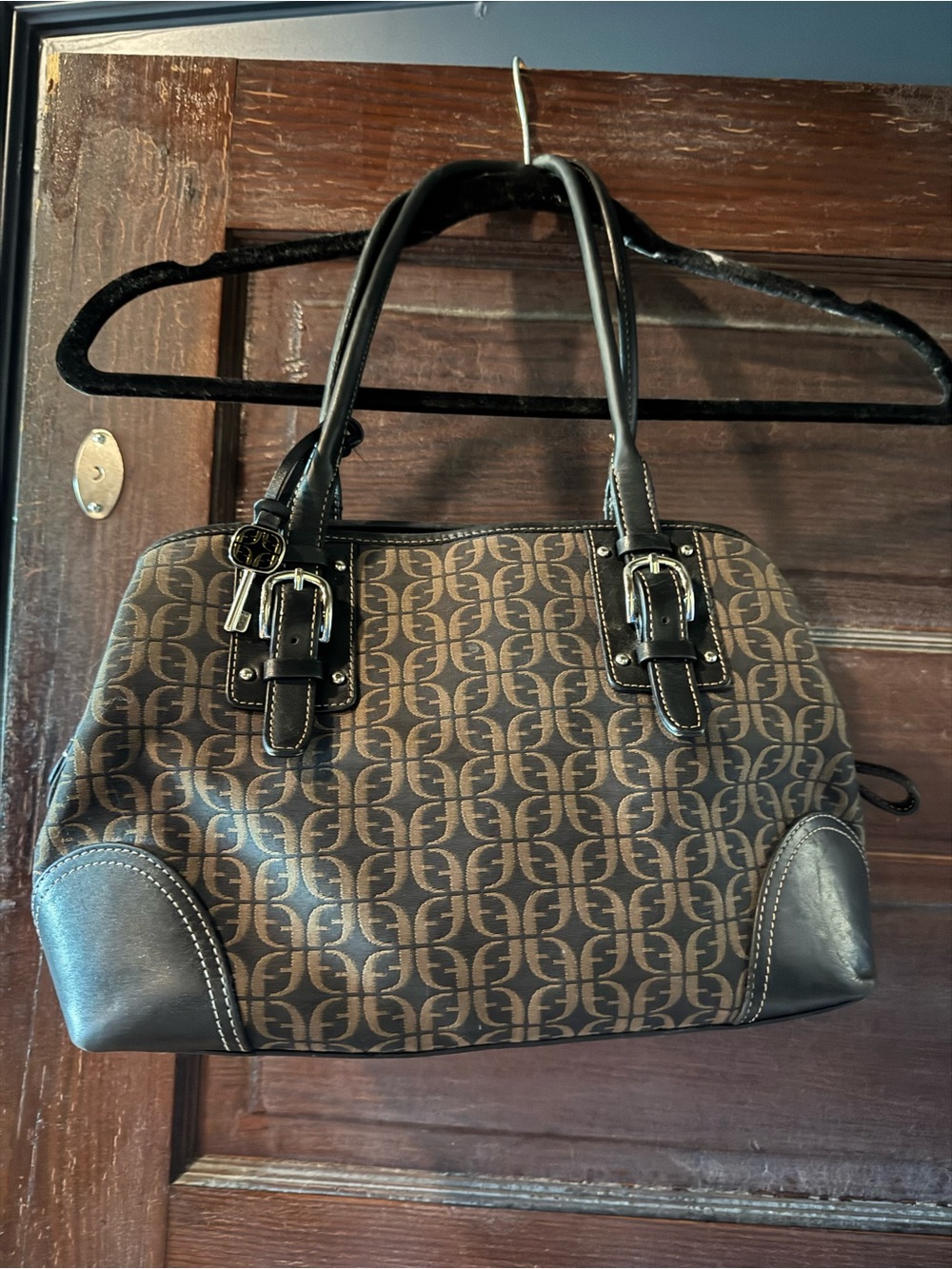Vintage Fossil Signature Jacquard Satchel